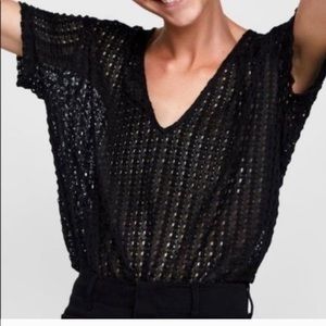 Zara Lace Effect T-shirt Blouse ( worn once)